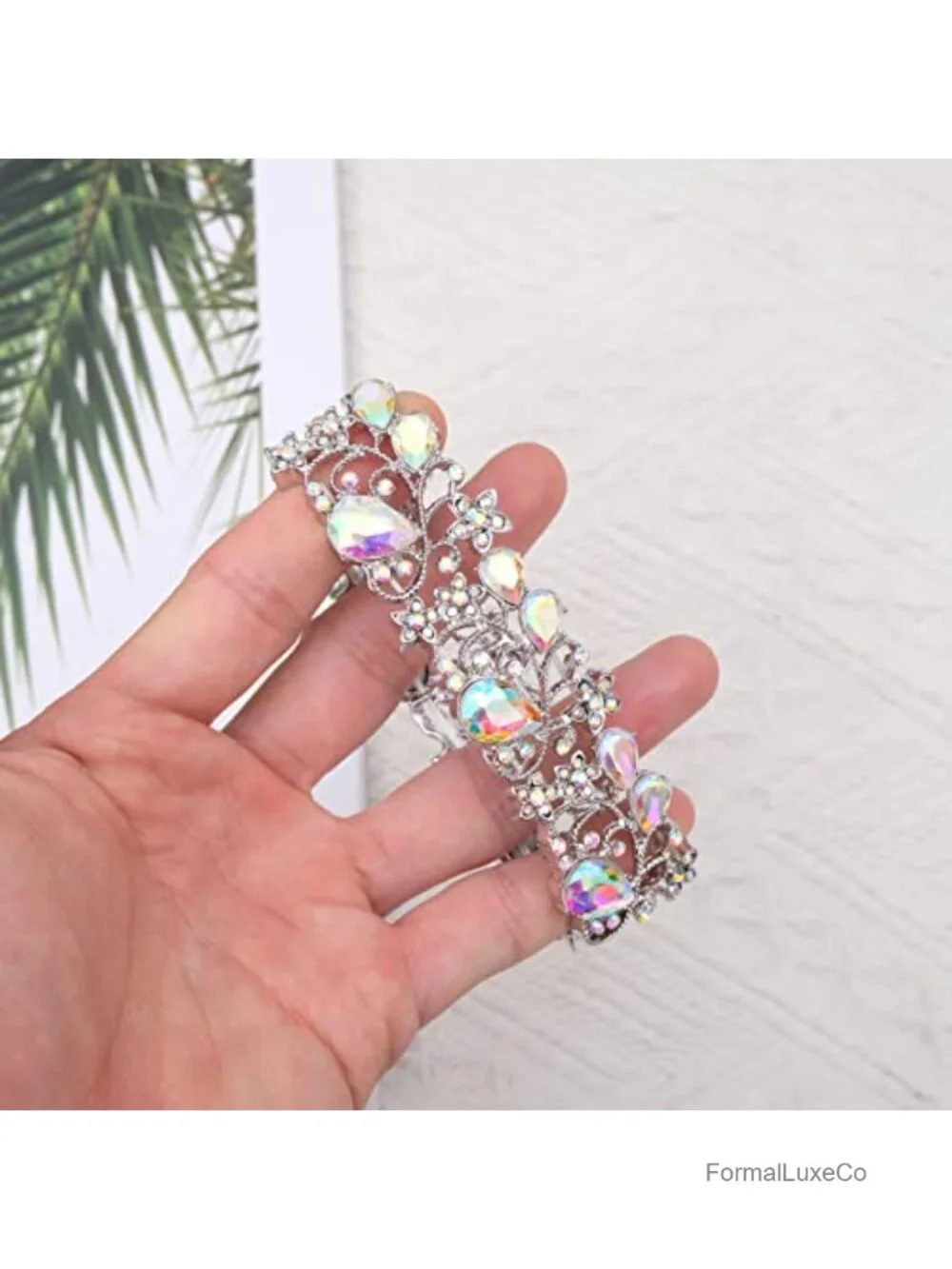 Elegant Stretch Bangle Bracelet Art Deco Statement Cuff Crystal Wedding Party